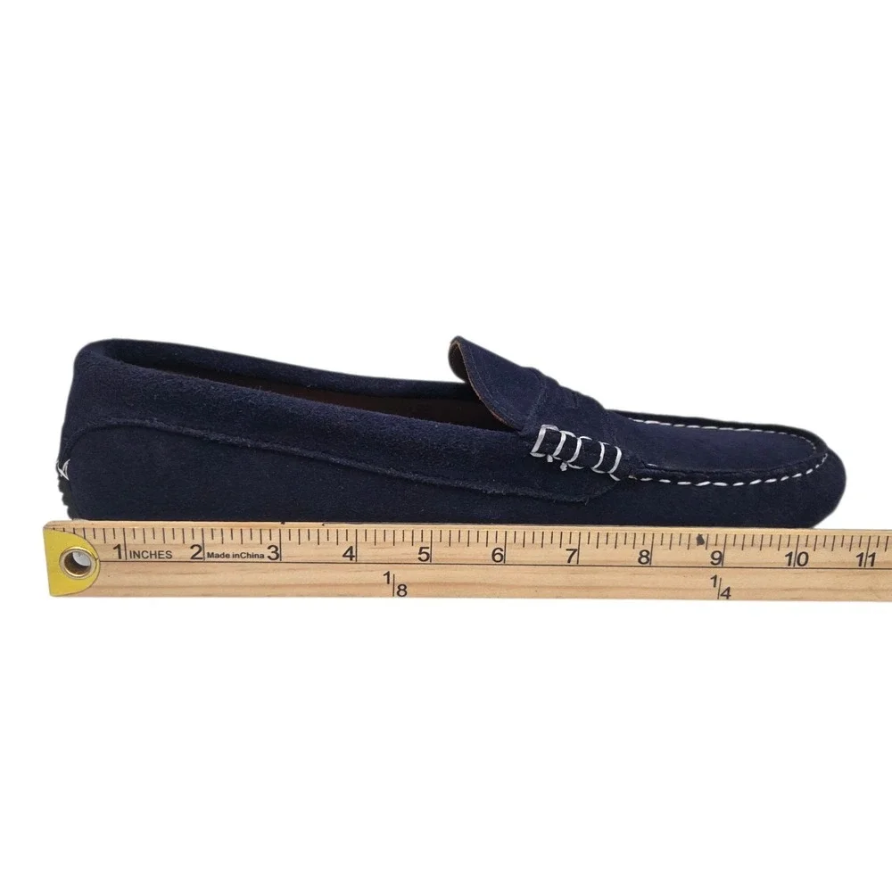 NWOT Quoddy Penny Driver Shoe Navy Blue‎ Suede Leather Slip On Dark Mens 11.5